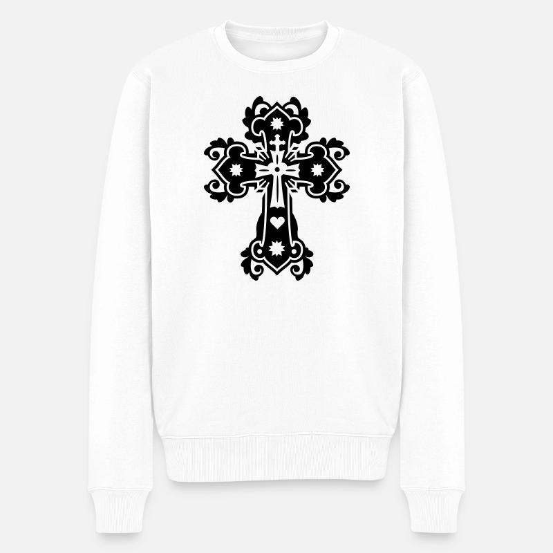 gothique croix religieuse croix - Pull Premium bio Homme - blanc