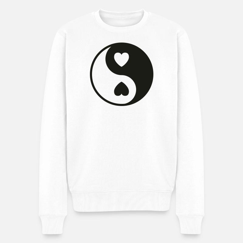 Ying Yang Coeurs - Pull Premium bio Homme - blanc