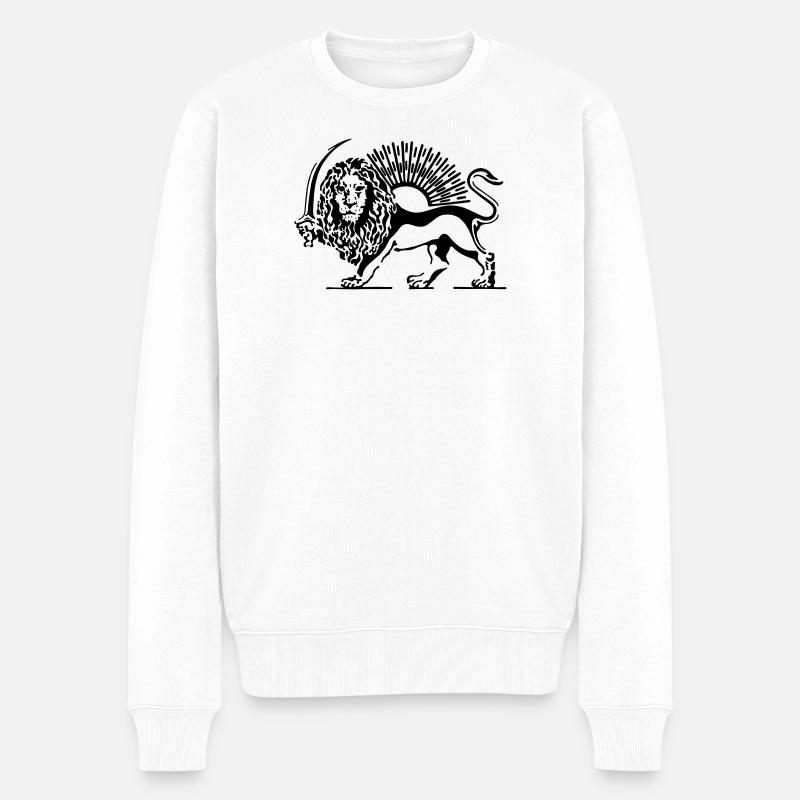 Shir O Khorshid - Sonne und Löwe - Männer Premium Bio Pullover - Weiß