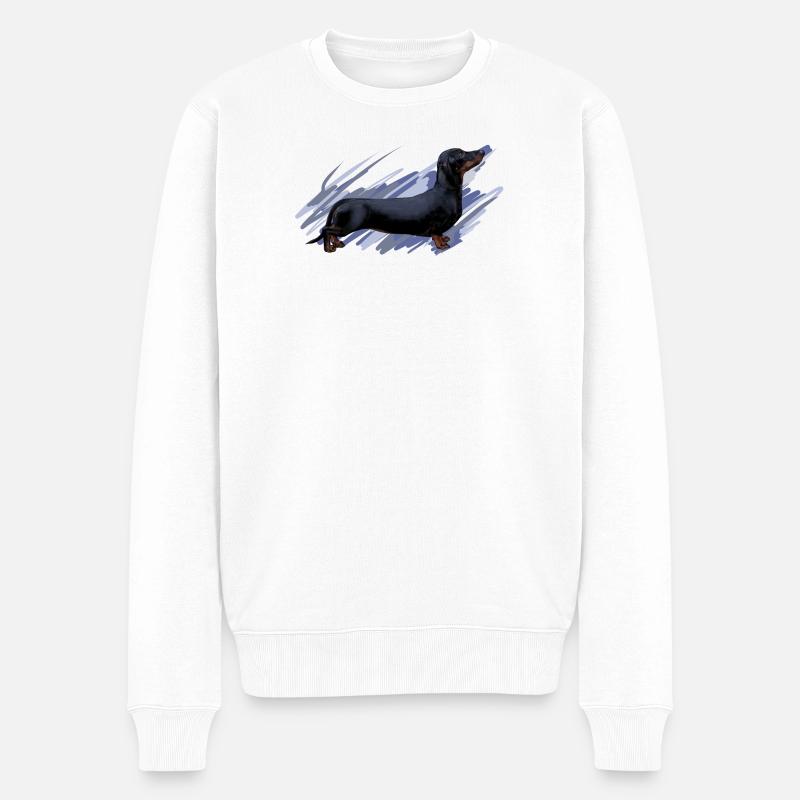 Dackel - Männer Premium Bio Pullover - Weiß
