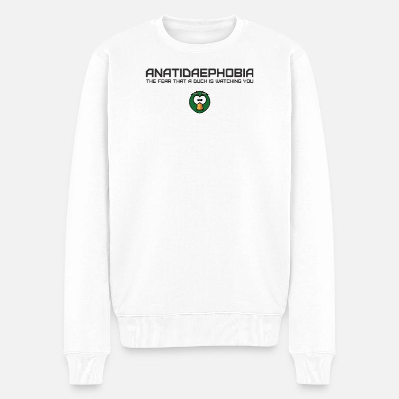Anatidaephobie Duck Humor Design - Männer Premium Bio Pullover - Weiß