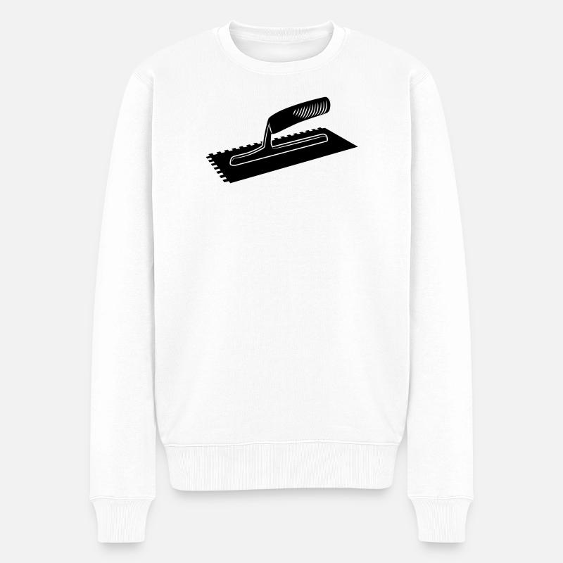 Fliesenkleber oder Leimkamm - Männer Premium Bio Pullover - Weiß