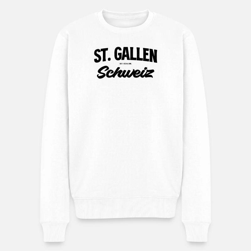 St Gallen Schweiz Schriftzug - Männer Premium Bio Pullover - Weiß