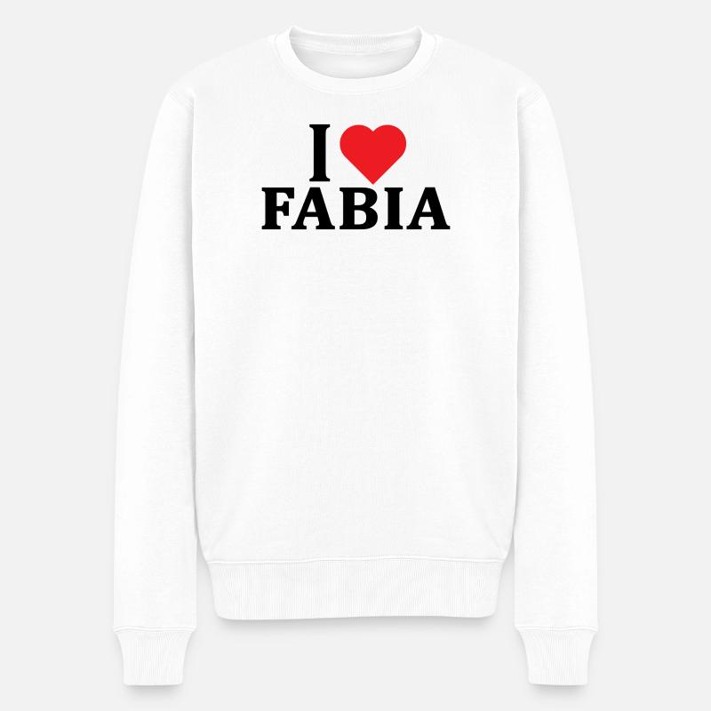 T-Shirt I love Fabia T-Shirt Geschenkidee - Männer Premium Bio Pullover - Weiß
