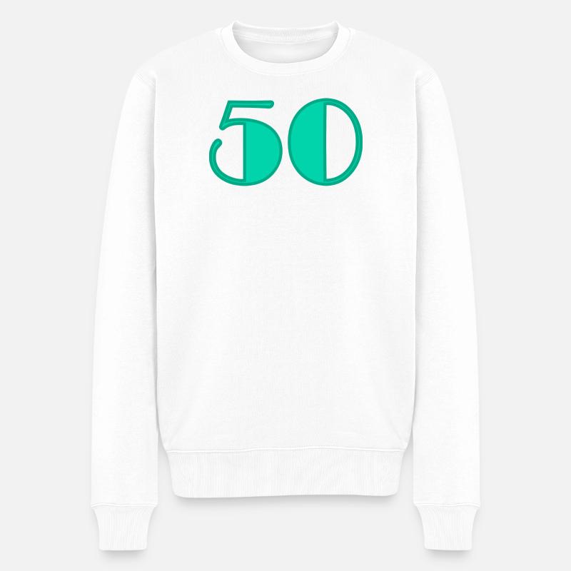 50. HAPPY BIRTHDAY. JOYEUX ANNIVERSAIRE - Pull Premium bio Homme - blanc