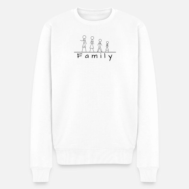 Strichmännchenfamilie - Männer Premium Bio Pullover - Weiß