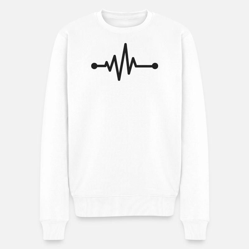 Graphique du rythme cardiaque PulseLine - Pull Premium bio Homme - blanc
