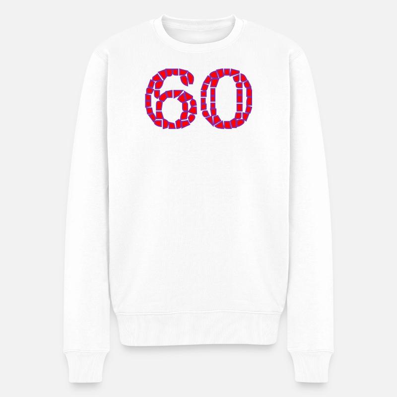 60. 60 ANS. 60e ANNIVERSAIRE. ANNIVERSAIRE 60 ANS. - Pull Premium bio Homme - blanc
