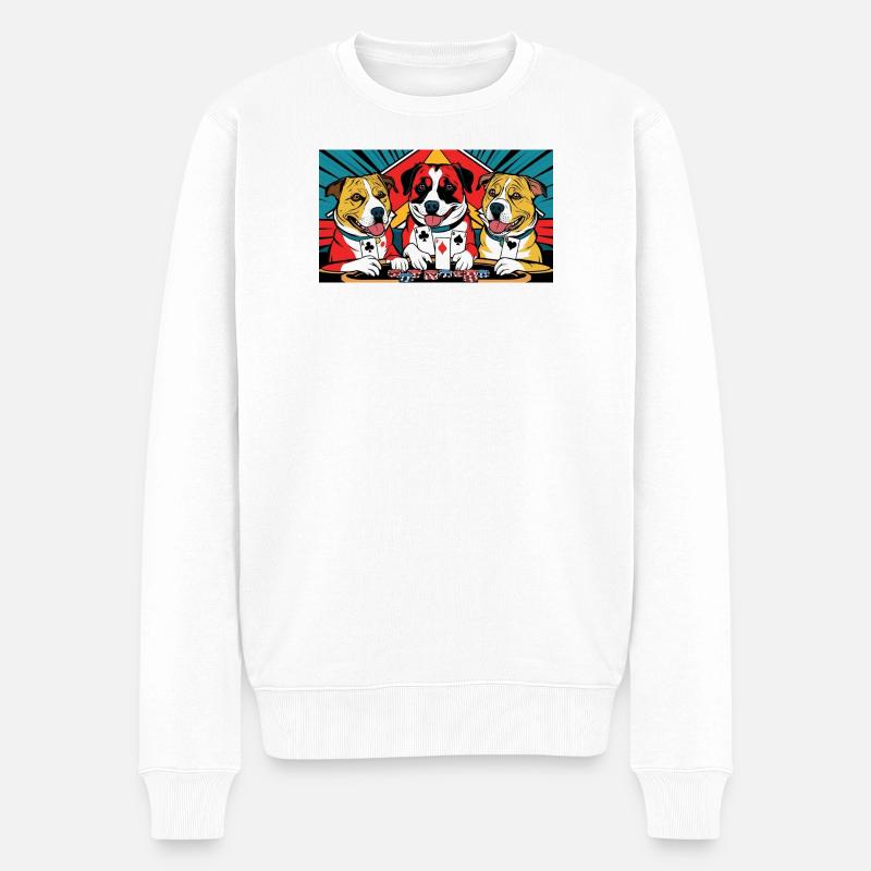 Funny Dogs - Männer Premium Bio Pullover - Weiß