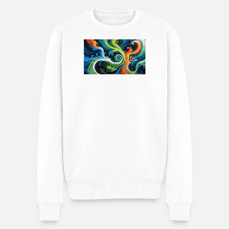 Künstlerischer Farbswirbel - Männer Premium Bio Pullover - Weiß