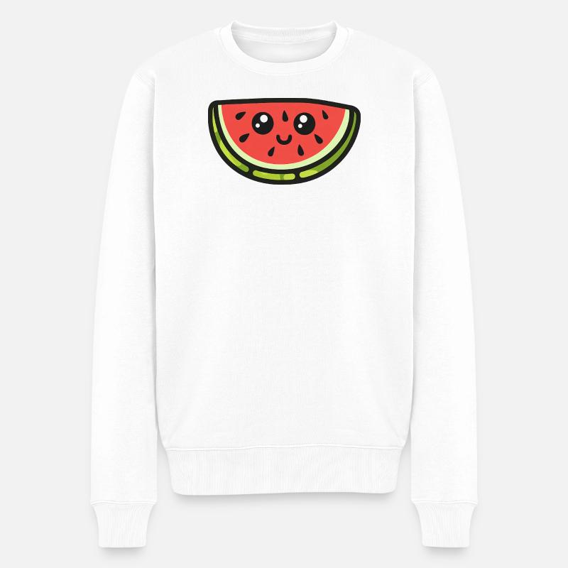Niedlich, wassermelone, scheibe, karikatur - Männer Premium Bio Pullover - Weiß