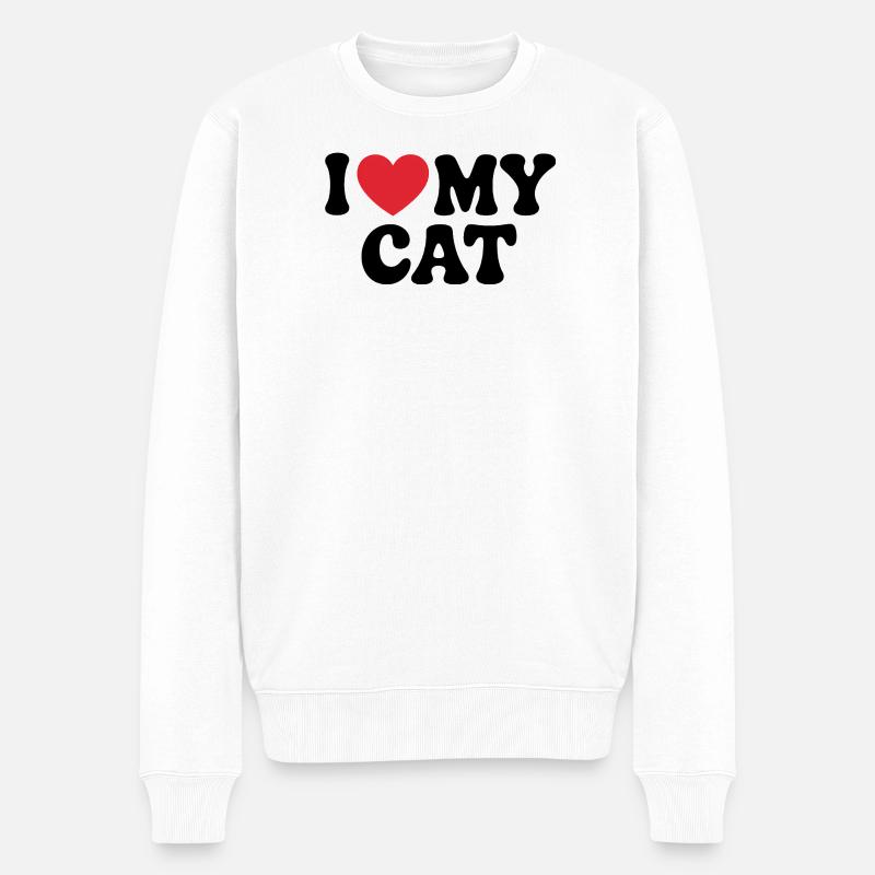 Liebe meine Katze Haustierliebhaber - Männer Premium Bio Pullover - Weiß