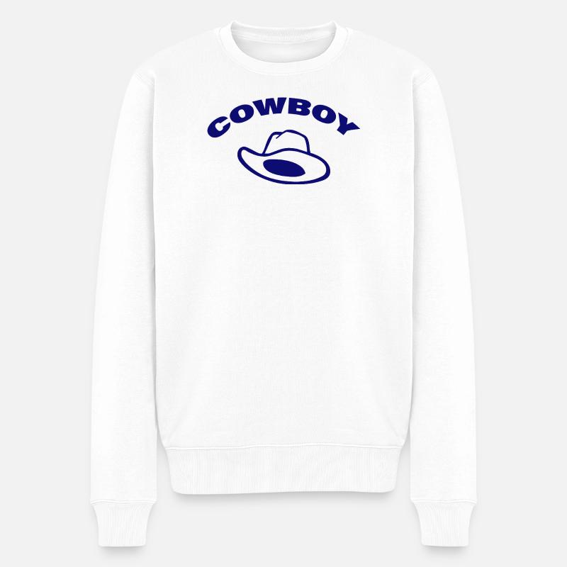 COWBOY - Männer Premium Bio Pullover - Weiß