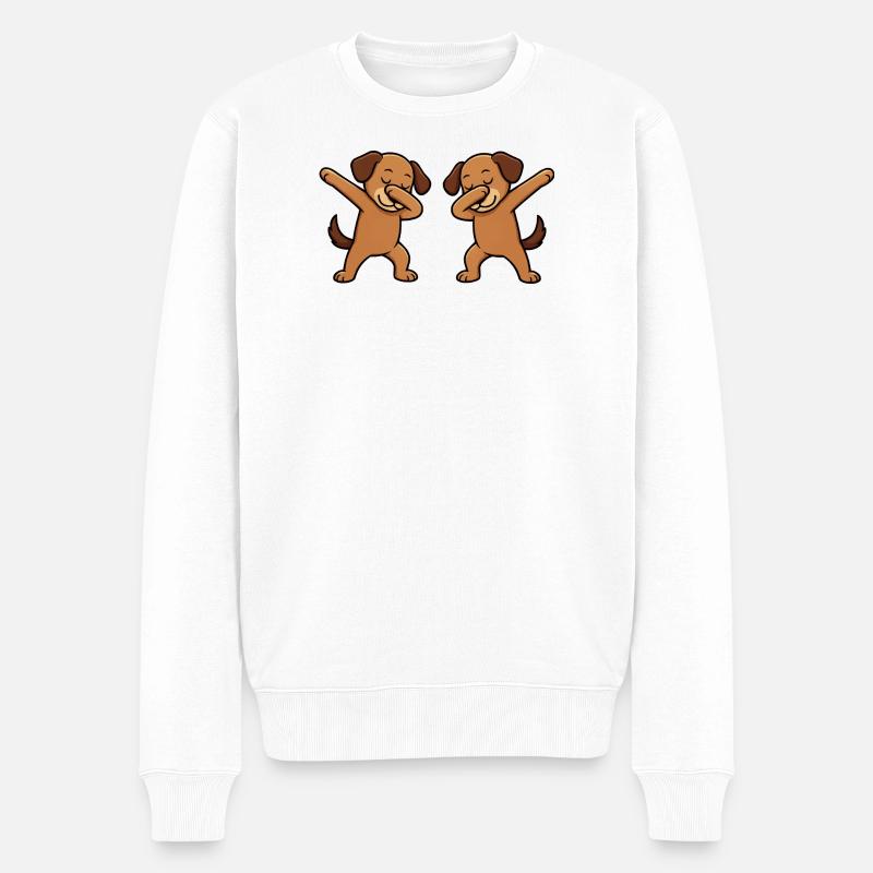 Bande dessinée de dabbing de chien - Pull Premium bio Homme - blanc