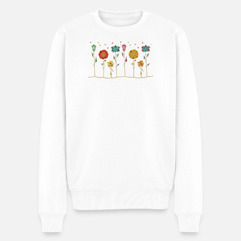 Blumen - Männer Premium Bio Pullover - Weiß