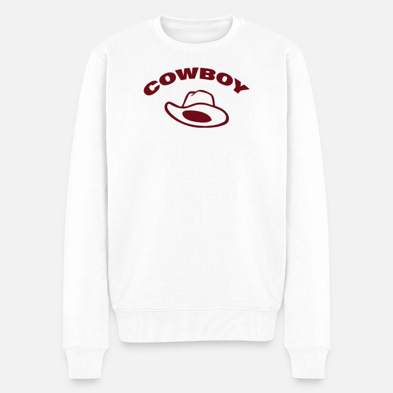 COWBOY - Männer Premium Bio Pullover - Weiß