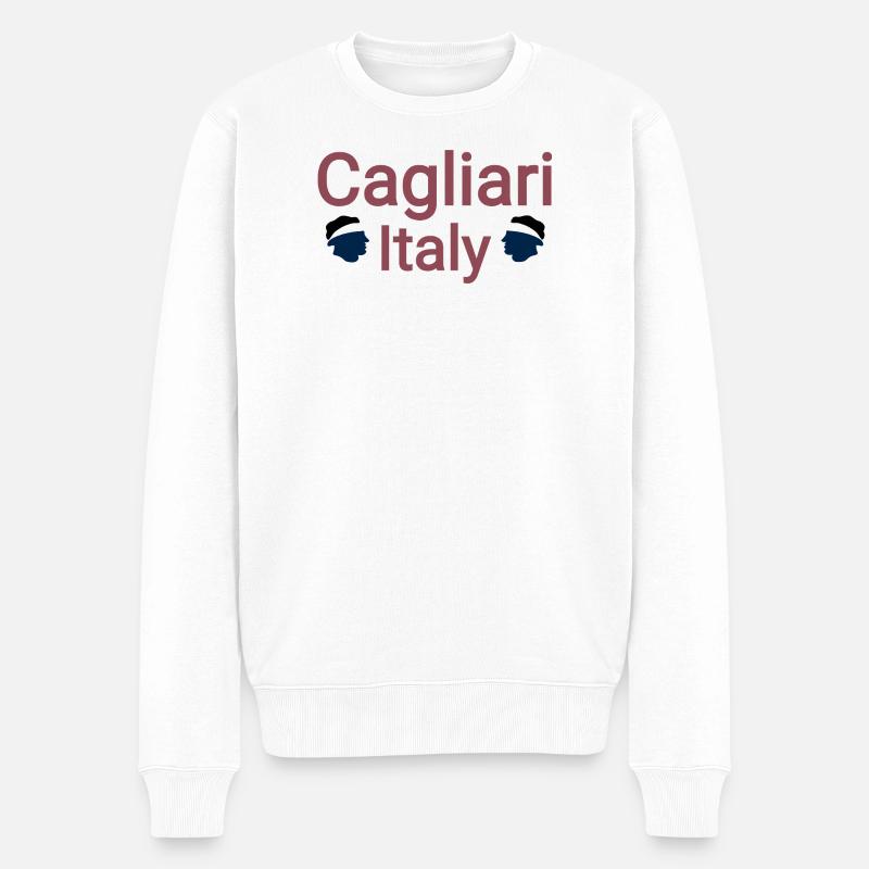 Cagliari italy liebe - Männer Premium Bio Pullover - Weiß