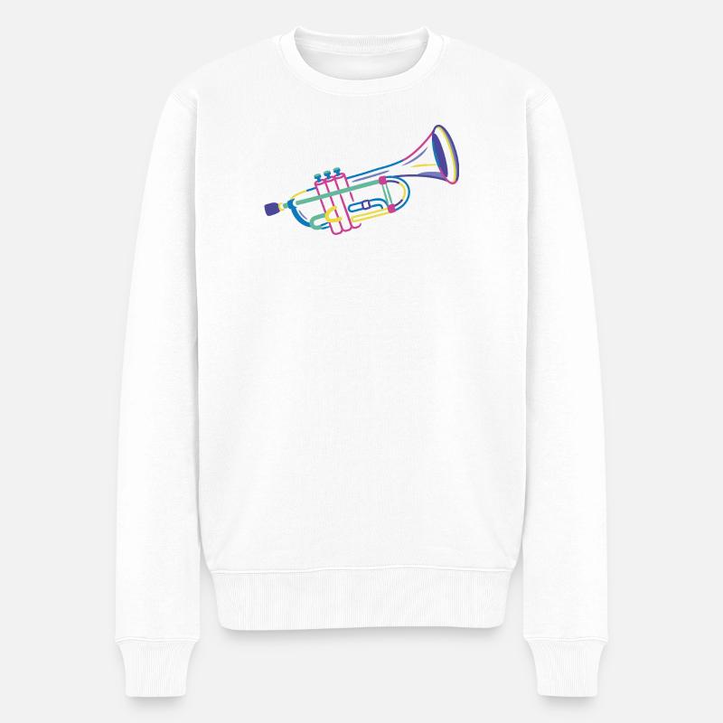 Bunte Trompete - Männer Premium Bio Pullover - Weiß