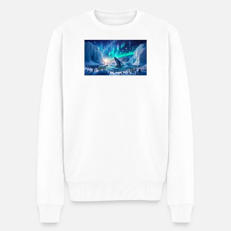 Polarpolarlichter und Wale - Männer Premium Bio Pullover - Weiß
