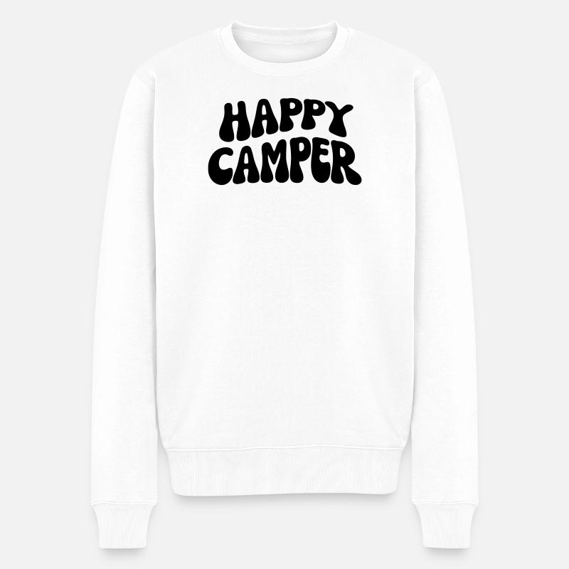 Happy Camper - Männer Premium Bio Pullover - Weiß