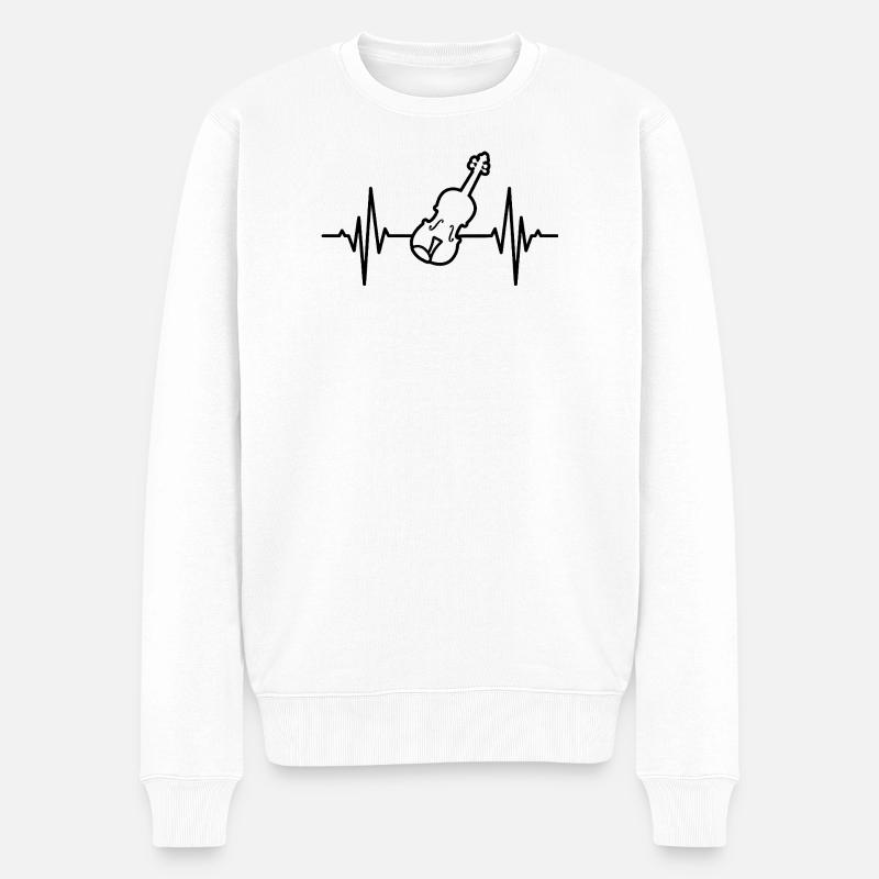 Battement cardiaque ECG de violon - Pull Premium bio Homme - blanc