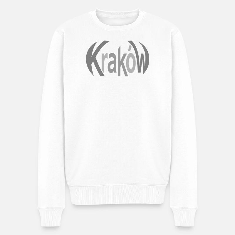 Krakau, Krakow Schriftzug  - Männer Premium Bio Pullover - Weiß