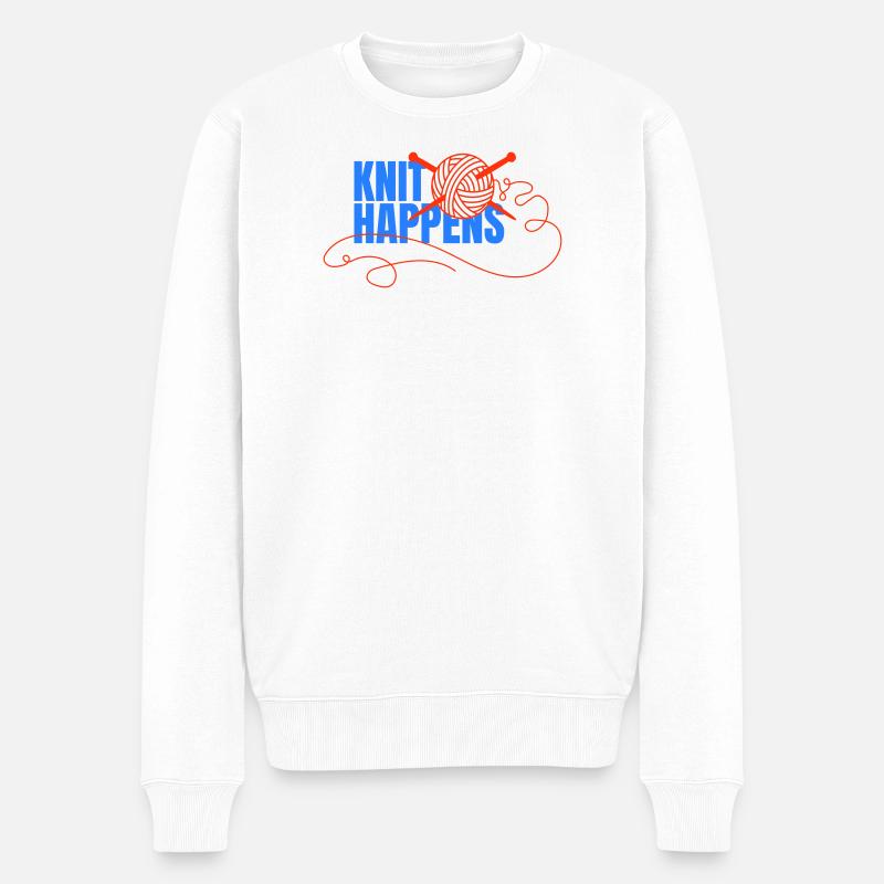 Logo Knit Happens Conception tricotée - Pull Premium bio Homme - blanc
