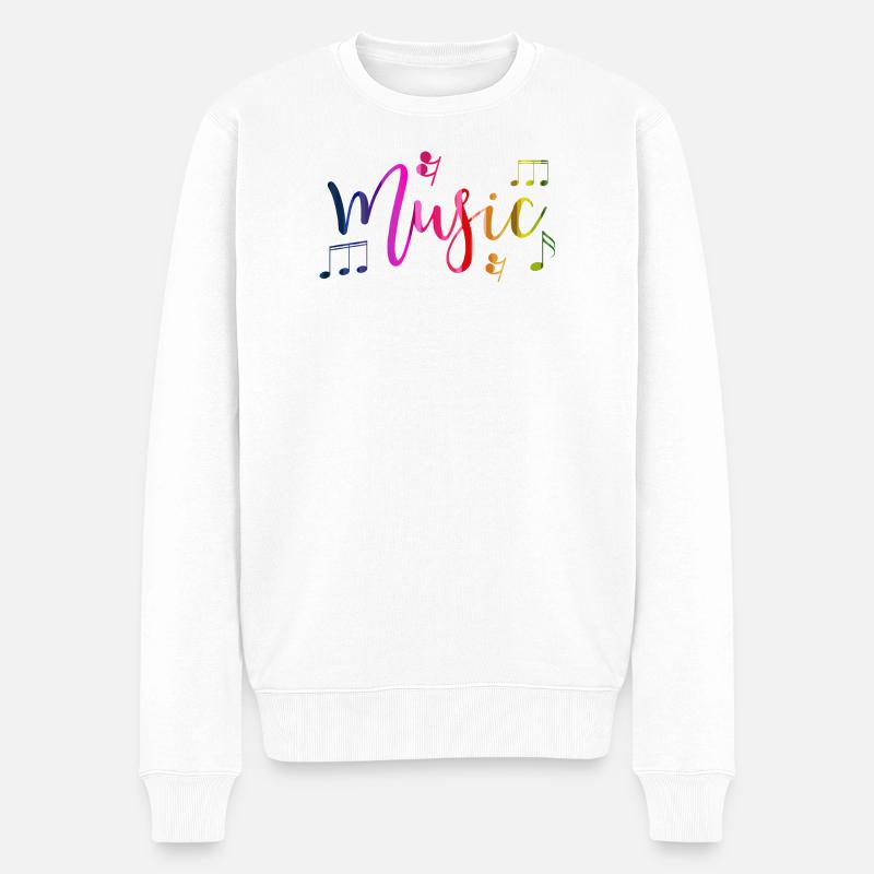 Farbenfrohes Design und lebendige Musik - Männer Premium Bio Pullover - Weiß