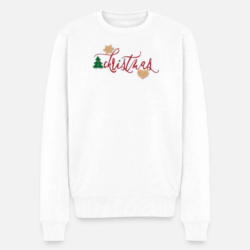 Christmas, Pfefferkuchen, Weihnachten - Männer Premium Bio Pullover - Weiß