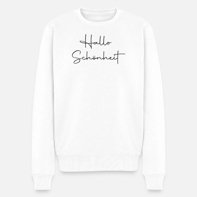 Hallo Schönheit - Männer Premium Bio Pullover - Weiß