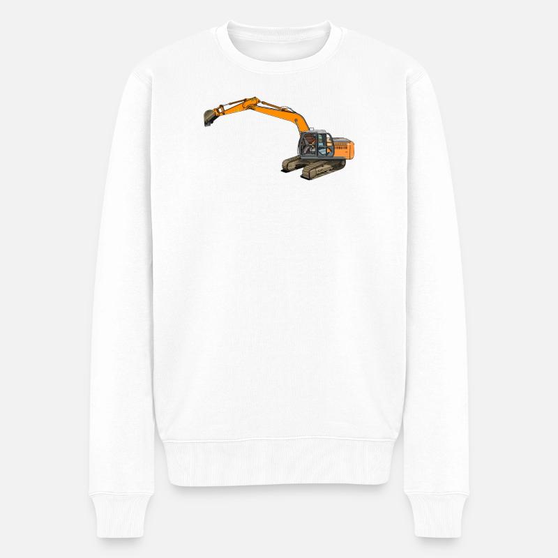 Löffelbagger greift ein - Männer Premium Bio Pullover - Weiß