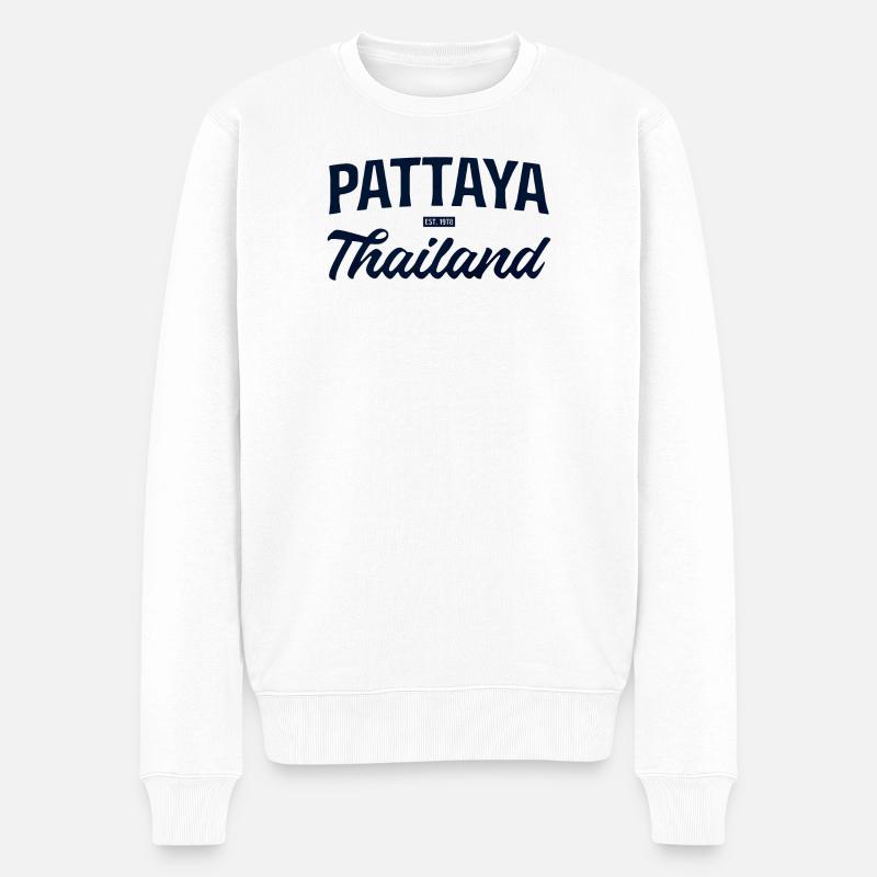 Pattaya Thailand Script - Männer Premium Bio Pullover - Weiß