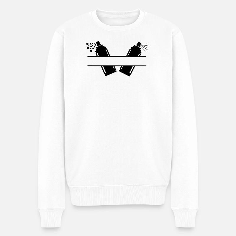 Zwei Farbspraydosen - Männer Premium Bio Pullover - Weiß