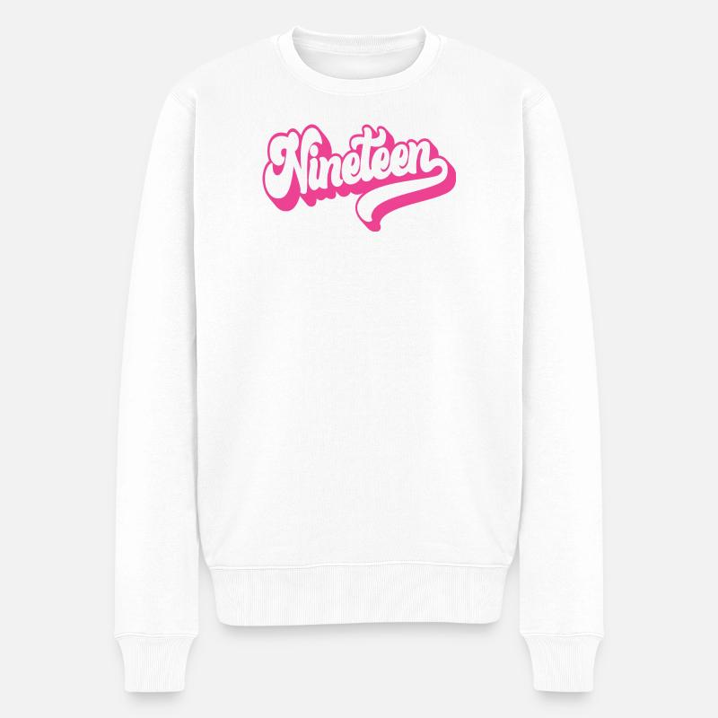 Neunzehn 19. Geburtstag Mädchen Frauen 19 Jahre alt - Männer Premium Bio Pullover - Weiß