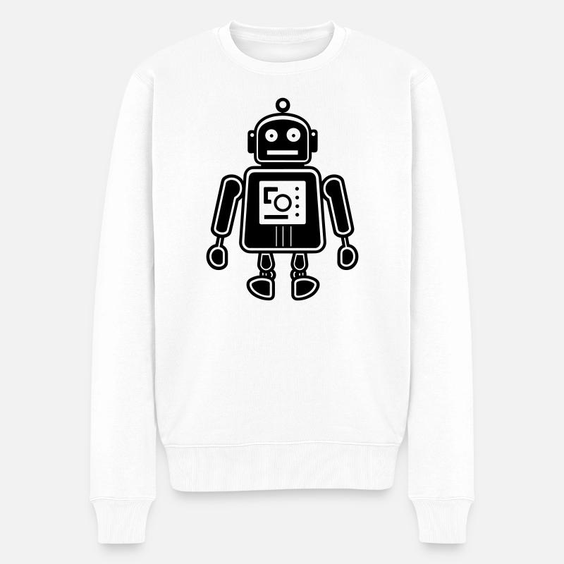 Roboter - Männer Premium Bio Pullover - Weiß