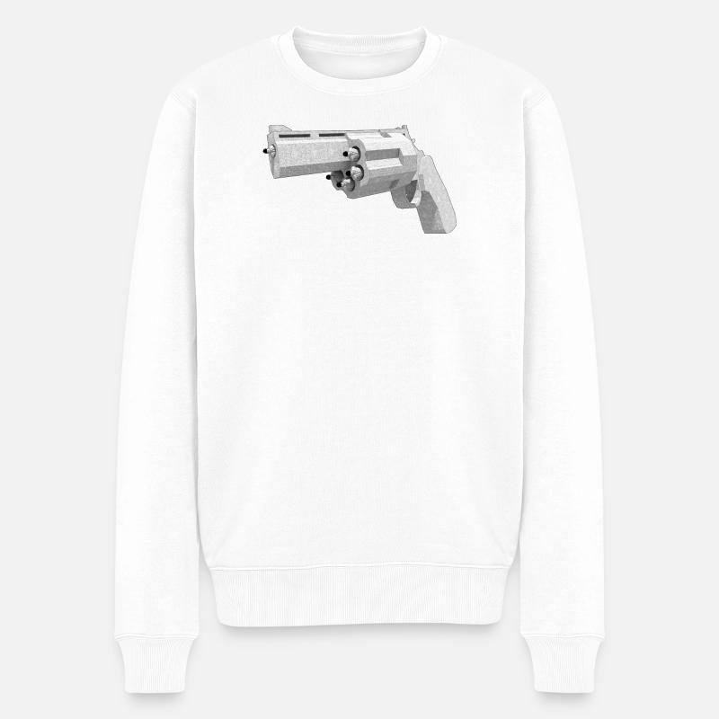 Humanisierte Pistole - Männer Premium Bio Pullover - Weiß