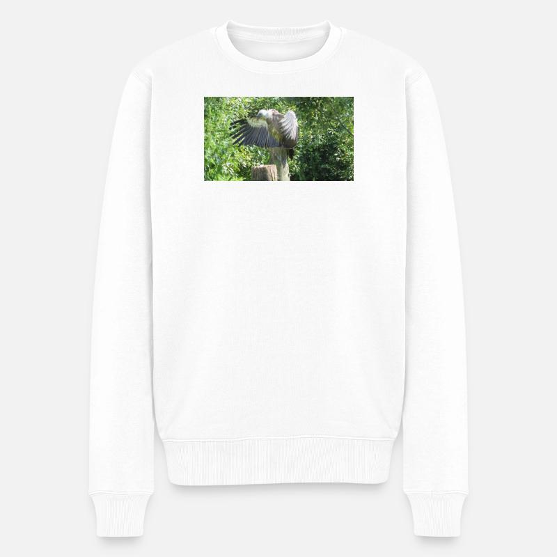 Wunderschöner großer Geier mit ausgebreiteten Flügeln - Männer Premium Bio Pullover - Weiß