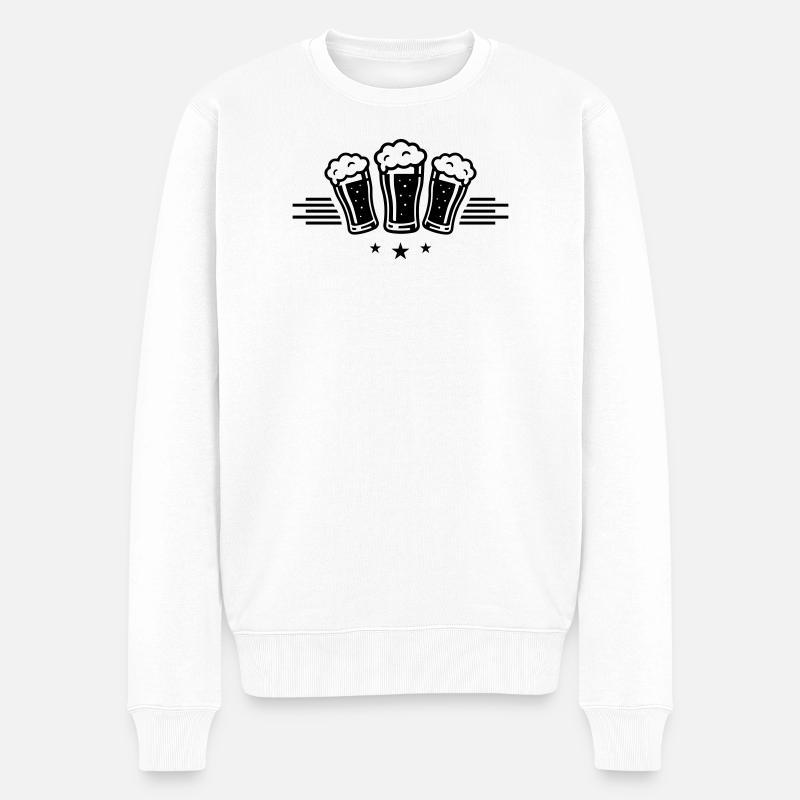Bierglas Symbol Bier Malzbier - Männer Premium Bio Pullover - Weiß
