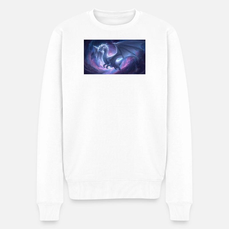 Blauäugiger weißer Drache - Männer Premium Bio Pullover - Weiß