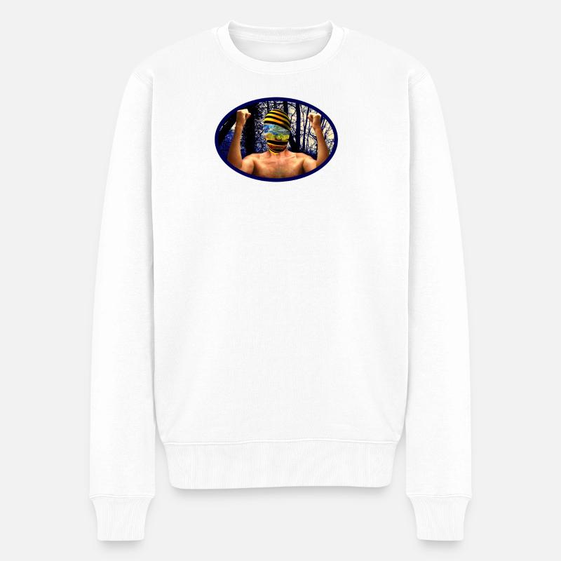 Waldgeist Maskenkrieger - Männer Premium Bio Pullover - Weiß