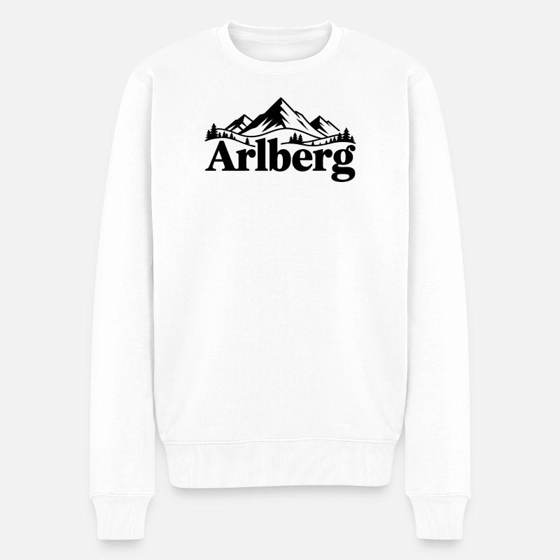  Arlberg - Souvenir Design - Männer Premium Bio Pullover - Weiß