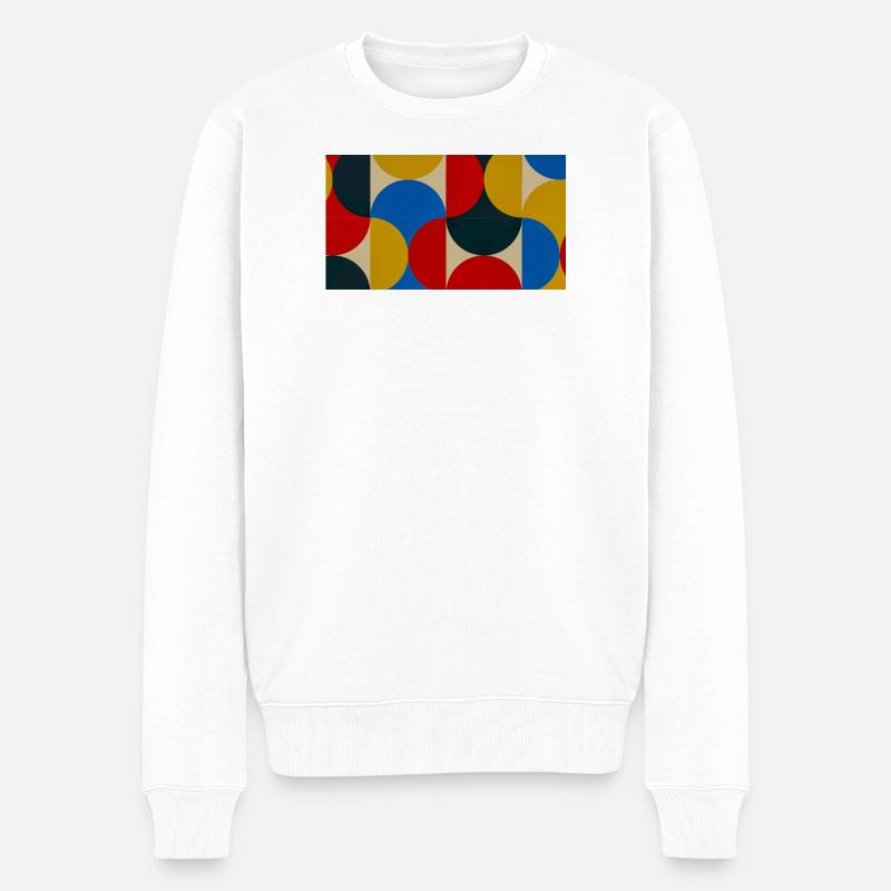 Bunte Kreisblöcke - Männer Premium Bio Pullover - Weiß