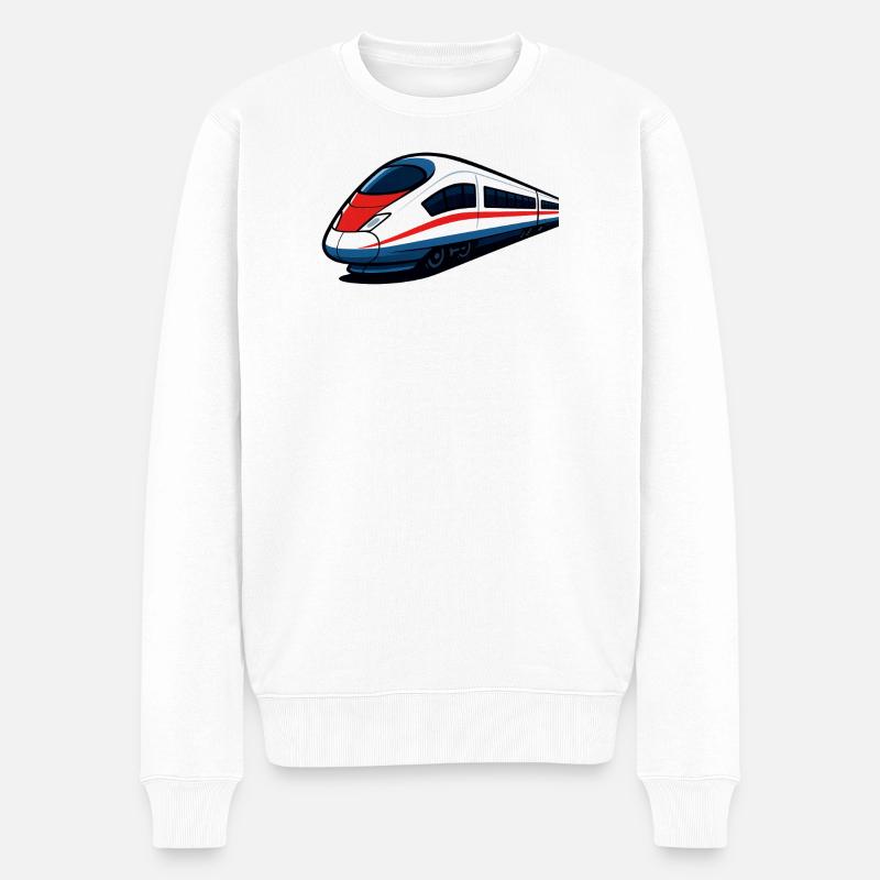 Neonlinien Hochgeschwindigkeitszug - Männer Premium Bio Pullover - Weiß