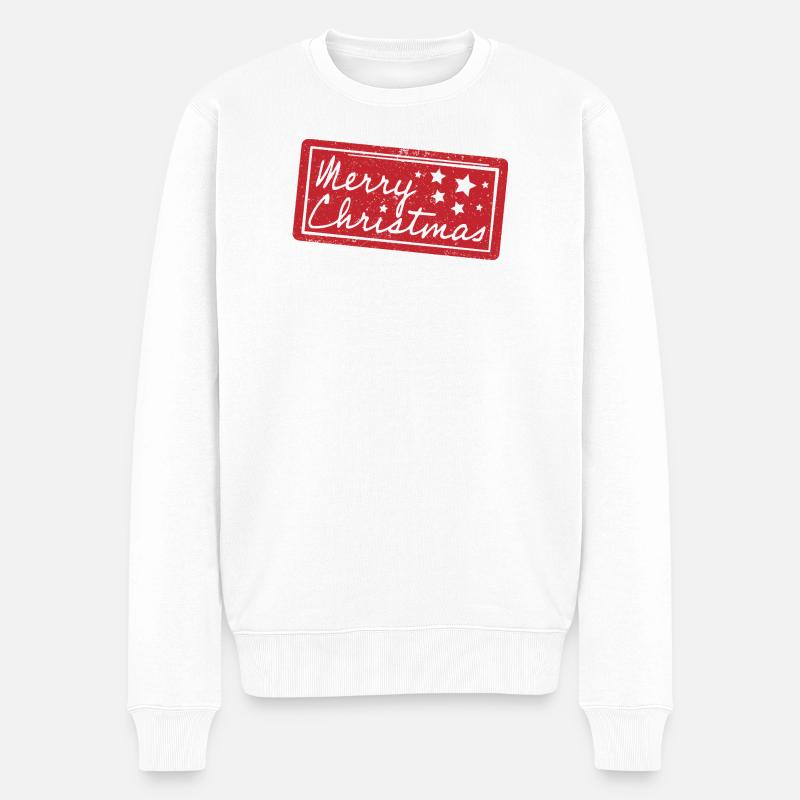 Frohe Weihnachten im versiegelten roten Stil - Männer Premium Bio Pullover - Weiß