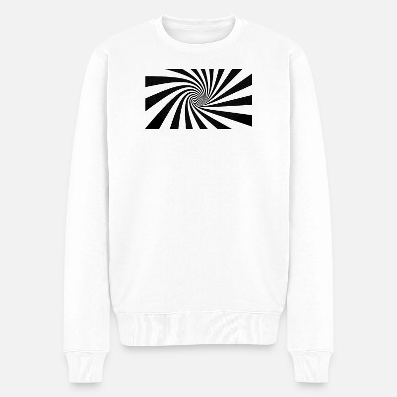 Hypnotische Schwarze Spirale - Männer Premium Bio Pullover - Weiß