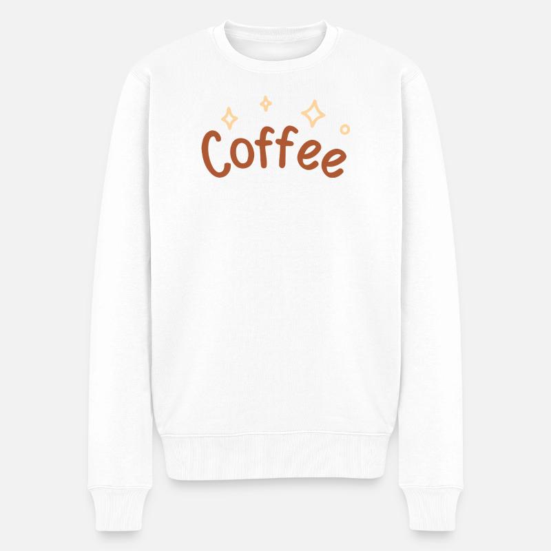 Schriftzeichen-Kaffee-Skizze - Männer Premium Bio Pullover - Weiß