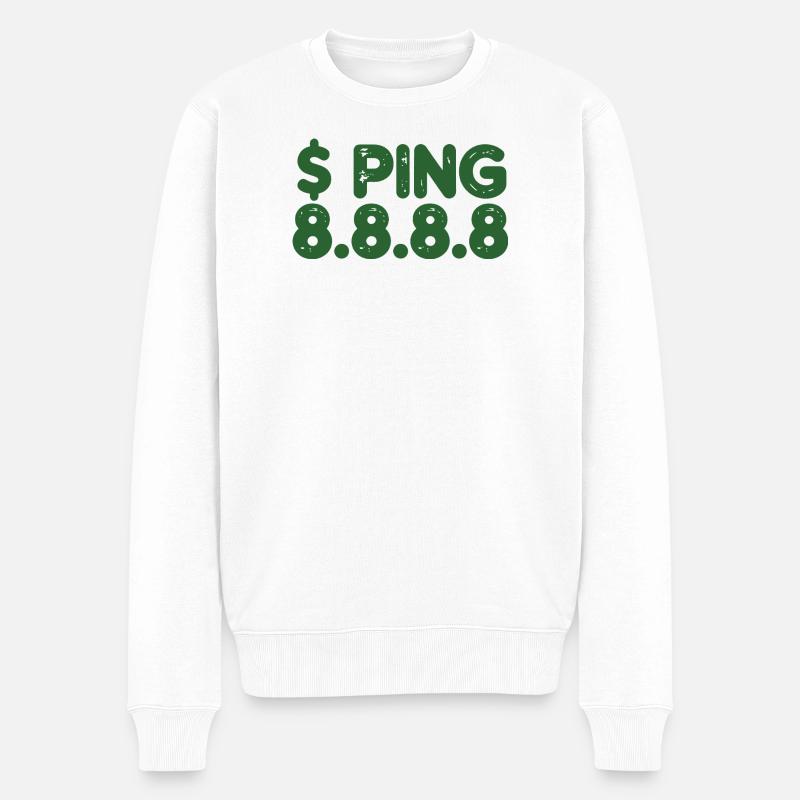 Glyphes rétro de ping en vert - Pull Premium bio Homme - blanc