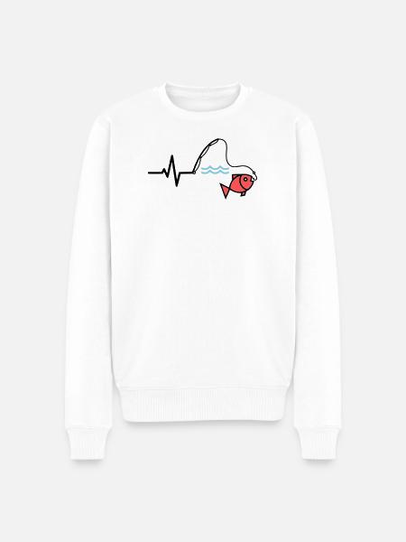 Puls Angelrute Fisch Farbig - Männer Premium Bio Pullover - Weiß