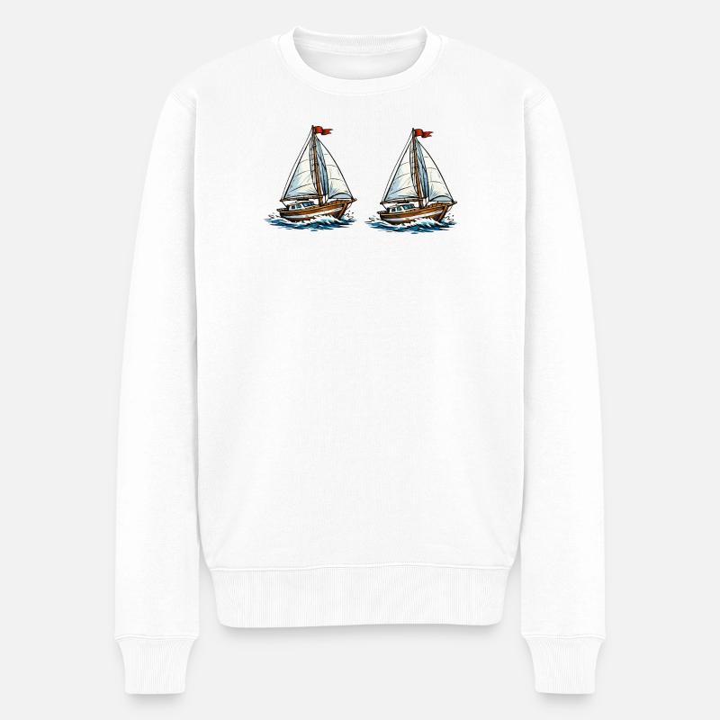 Segelschiffe auf Wellen - Männer Premium Bio Pullover - Weiß