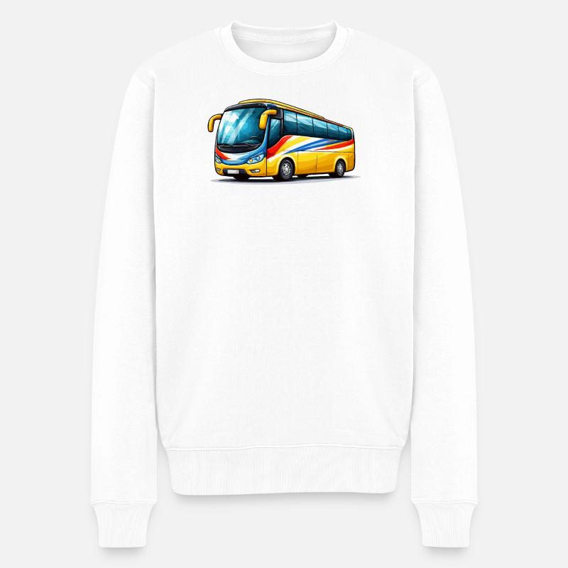 Reisebus Kunstdruck - Männer Premium Bio Pullover - Weiß